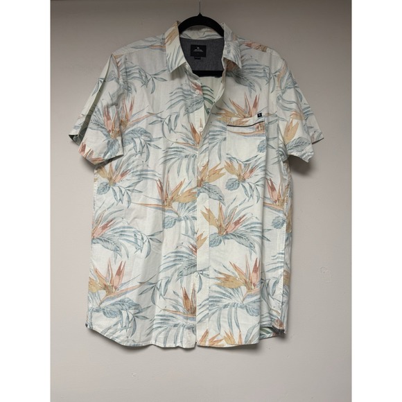 Rip Curl Men's Floral Short Sleeve Button Up Size L beachy - Picture 1 of 6